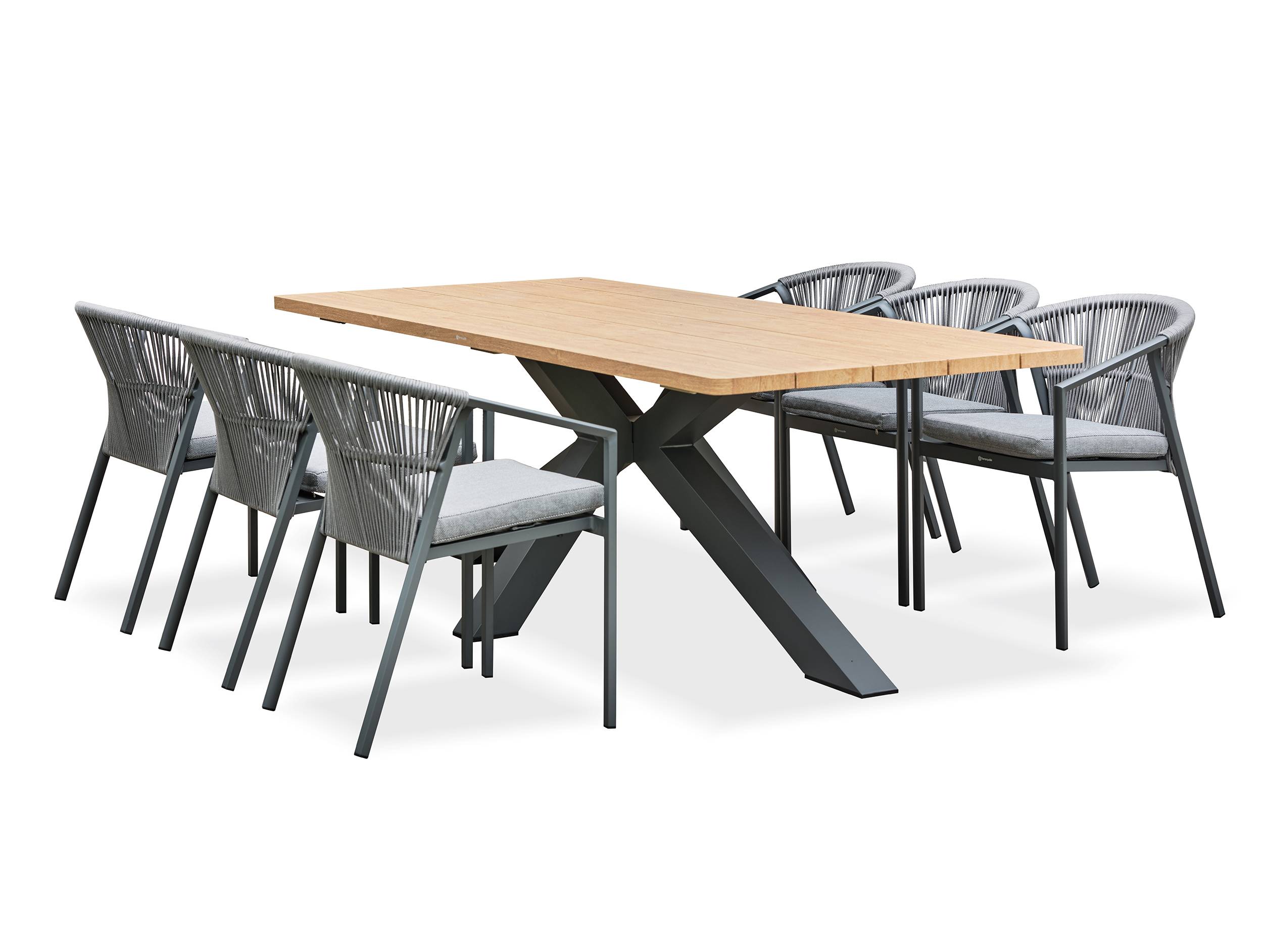 Ensemble repas de jardin KELIA 6 places - GRIS ANTHRACITE - REMARQUABLE - Image 1