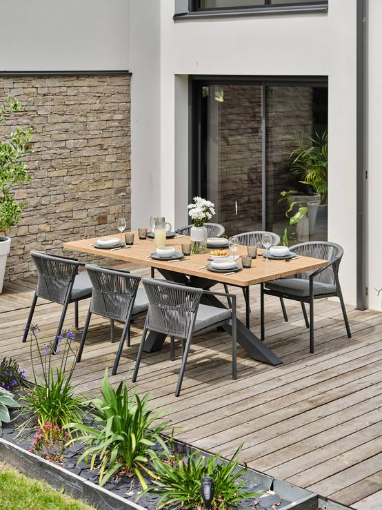 Ensemble repas de jardin KELIA 6 places - GRIS ANTHRACITE - REMARQUABLE - Image 2