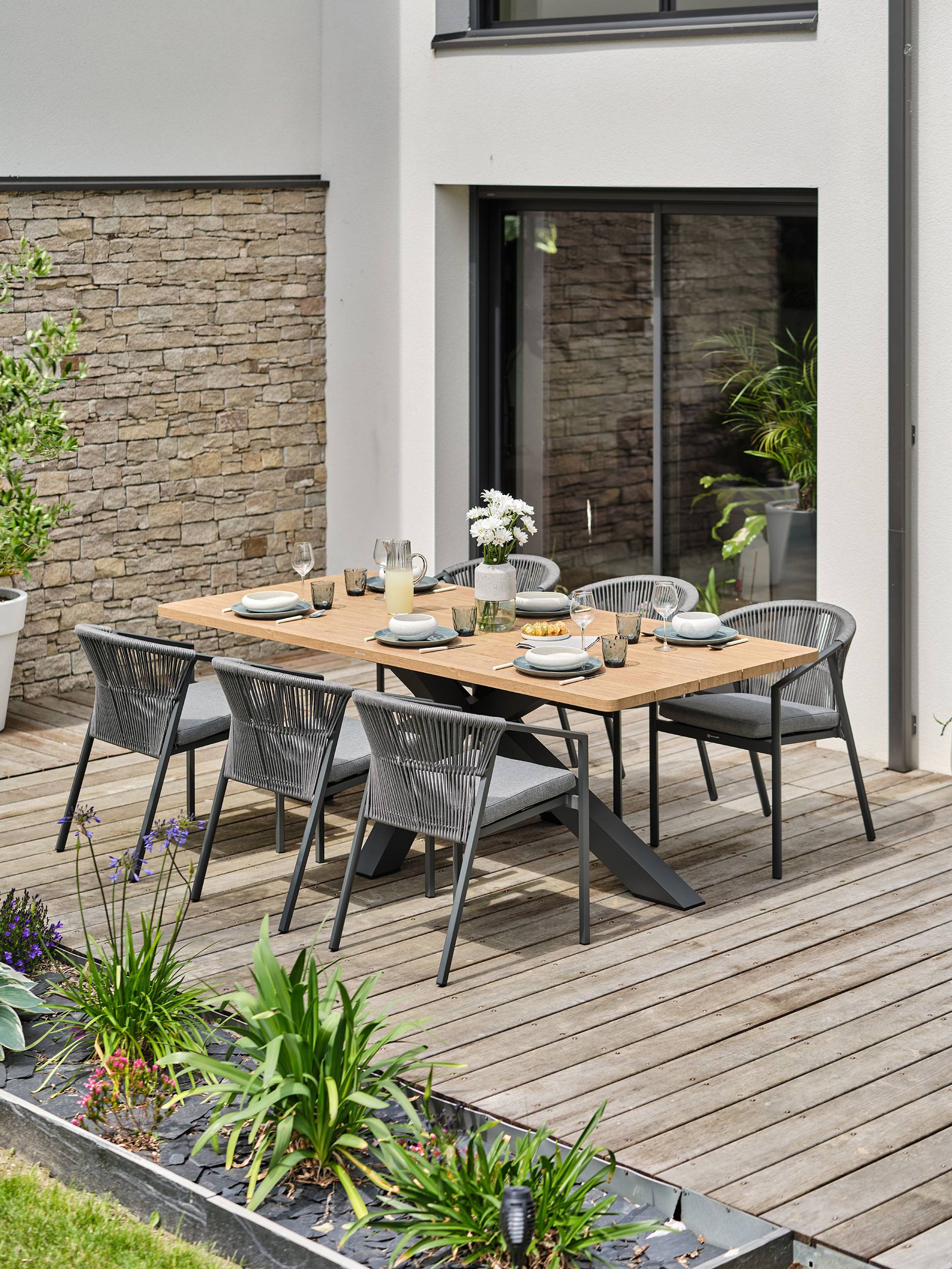 Ensemble repas de jardin KELIA 6 places - GRIS ANTHRACITE - REMARQUABLE - Image 2