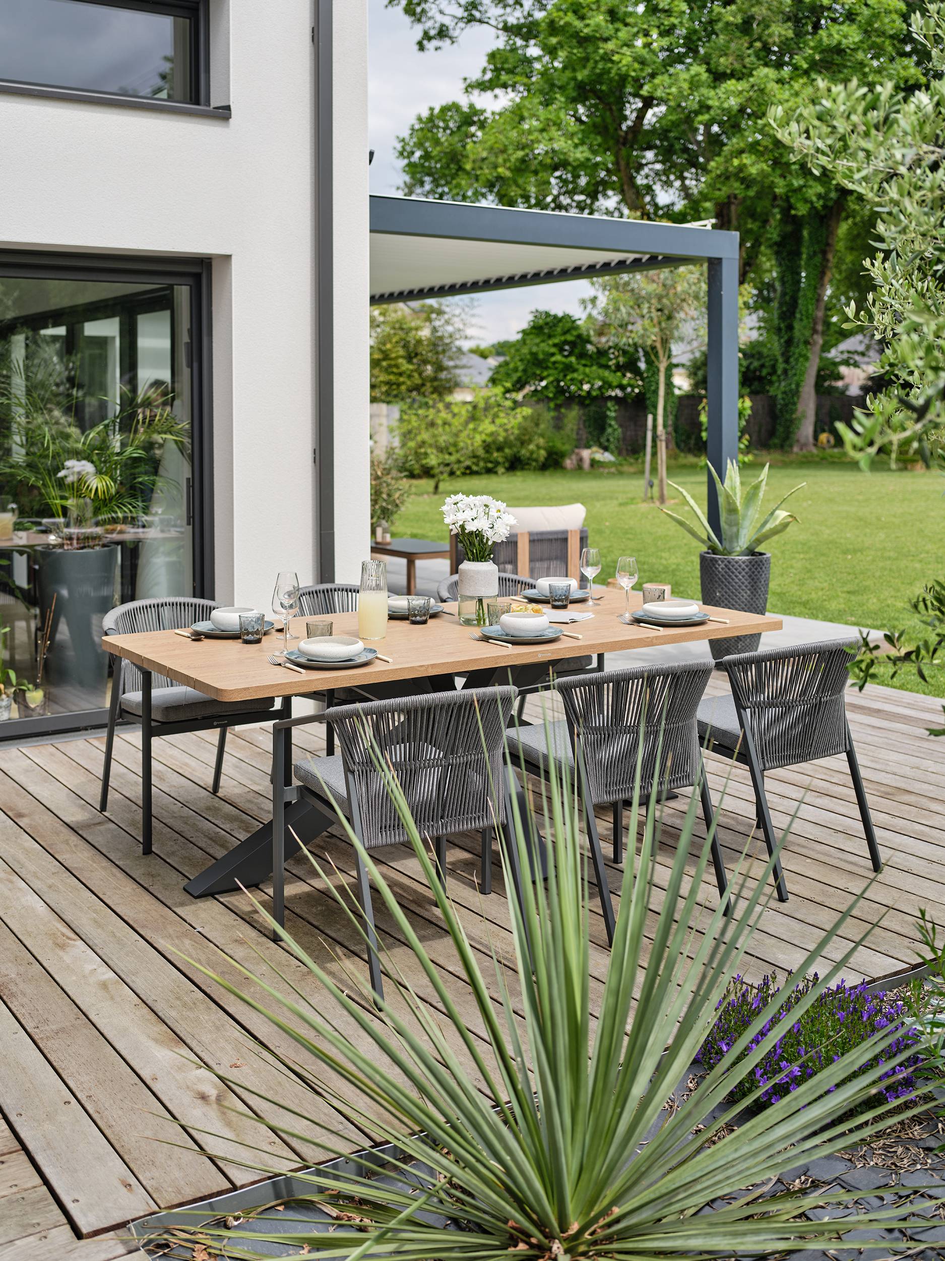 Ensemble repas de jardin KELIA 6 places - GRIS ANTHRACITE - REMARQUABLE - Image 8