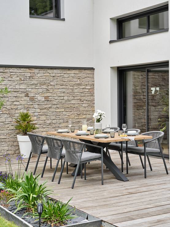 Ensemble repas de jardin KELIA 6 places - GRIS ANTHRACITE - REMARQUABLE - Image 9