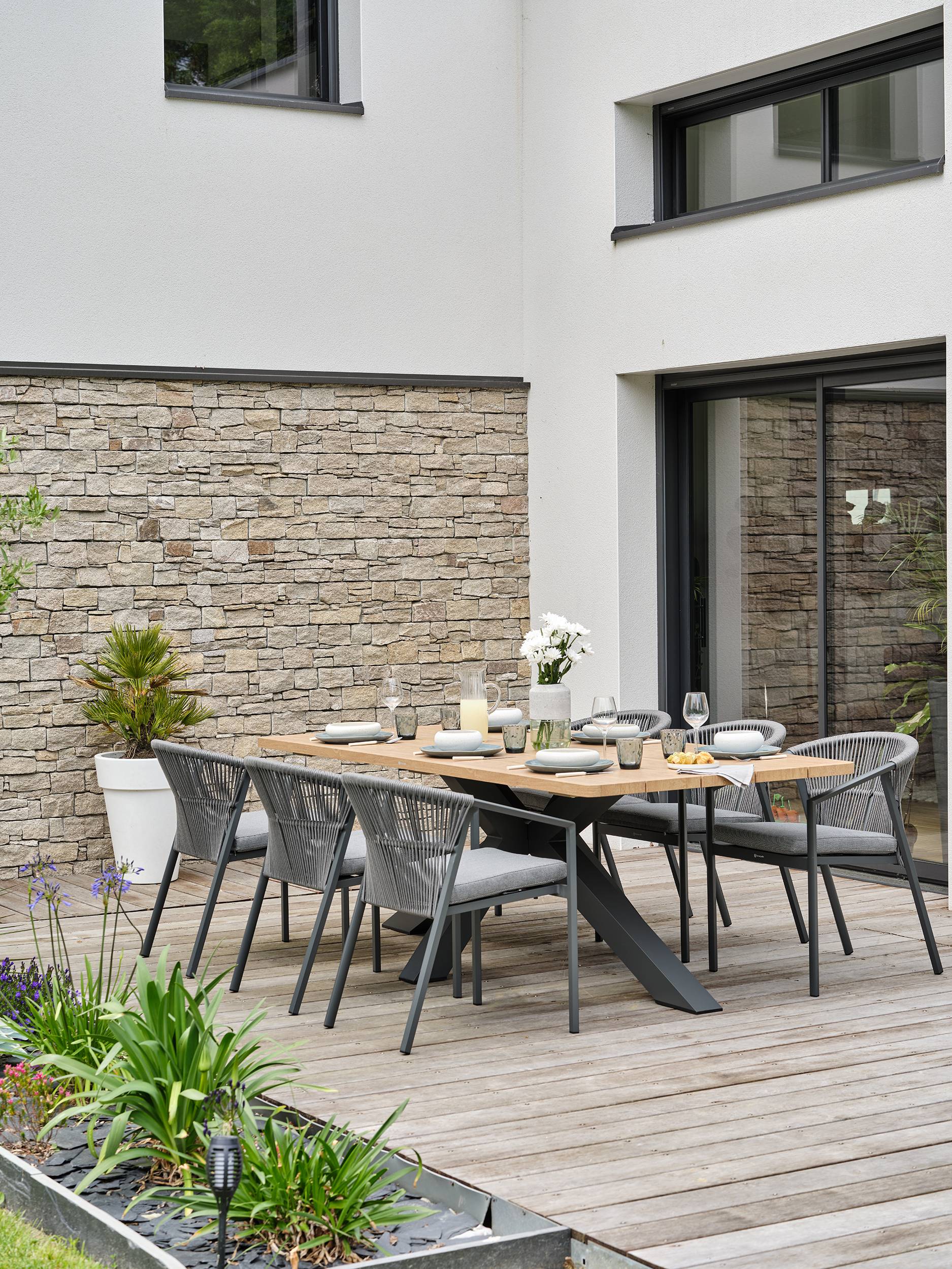 Ensemble repas de jardin KELIA 6 places - GRIS ANTHRACITE - REMARQUABLE - Image 9