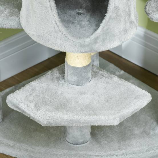 Arbre à chat XXL de 200 cm avec niches et hamacs, robuste pour les grands chats, gris clair - Image 7