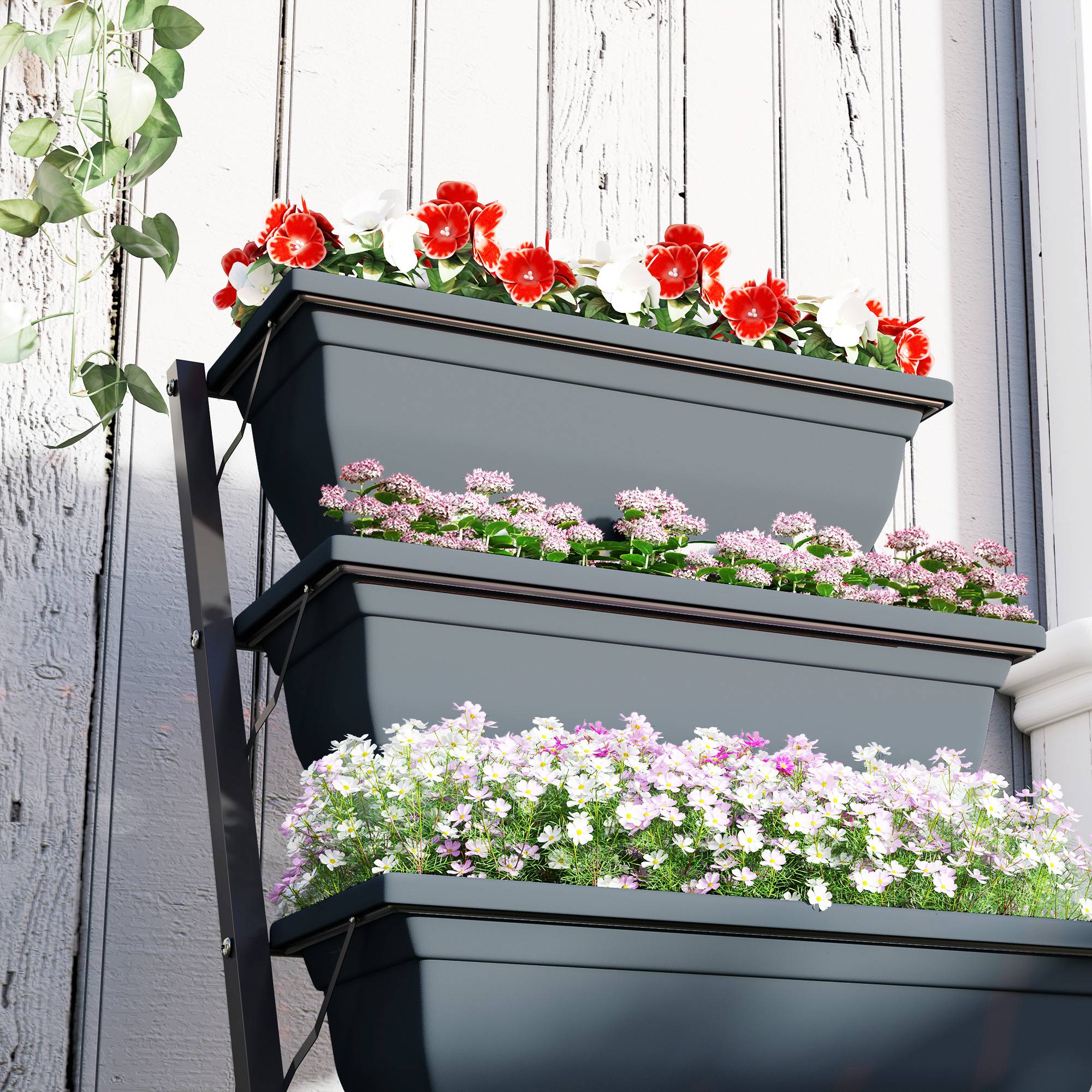 PANGIVO - Jardinière verticale acier et plastique gris 55 x 63 x 120 cm - PANGIVO - Image 10