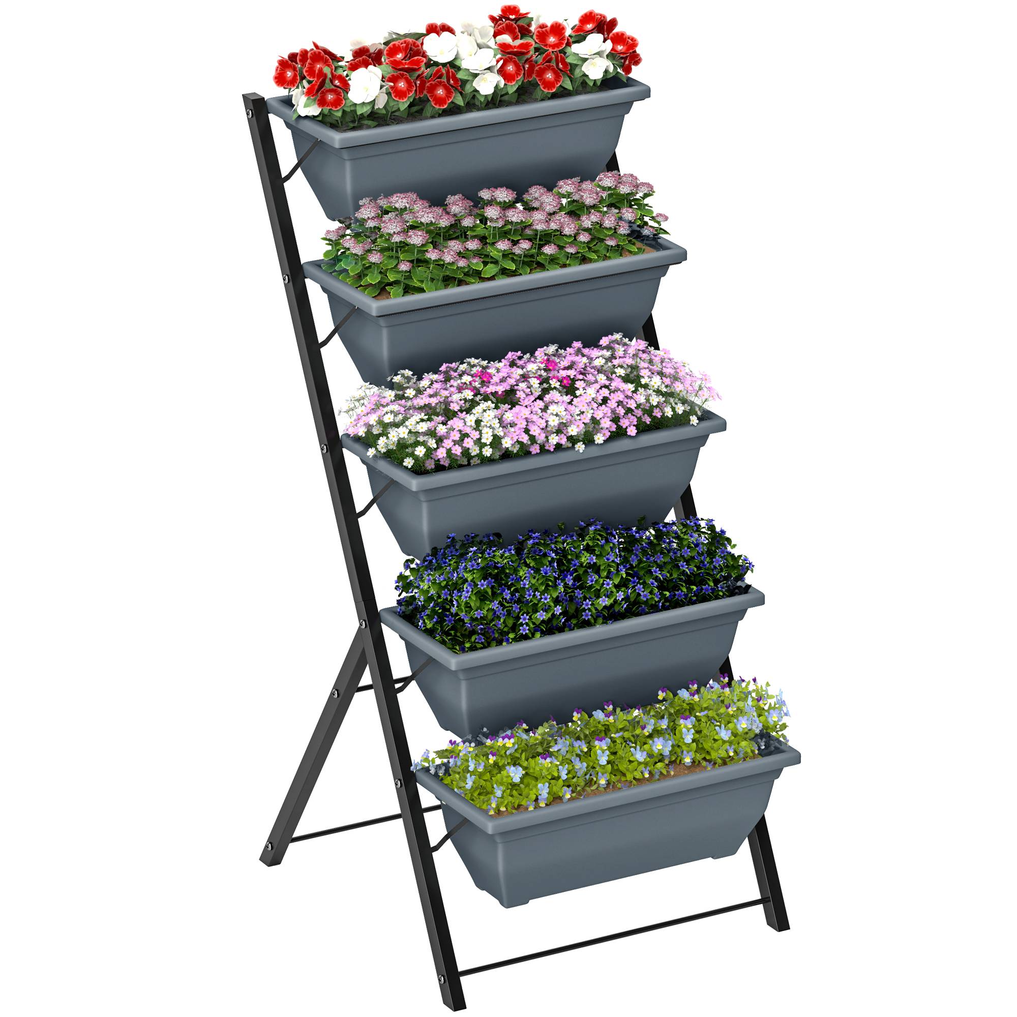 PANGIVO - Jardinière verticale acier et plastique gris 55 x 63 x 120 cm - PANGIVO - Image 1