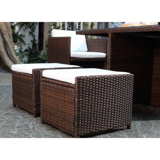 Salon de jardin 10 places marron-blanc + housse de protection MIAMI - Image 7