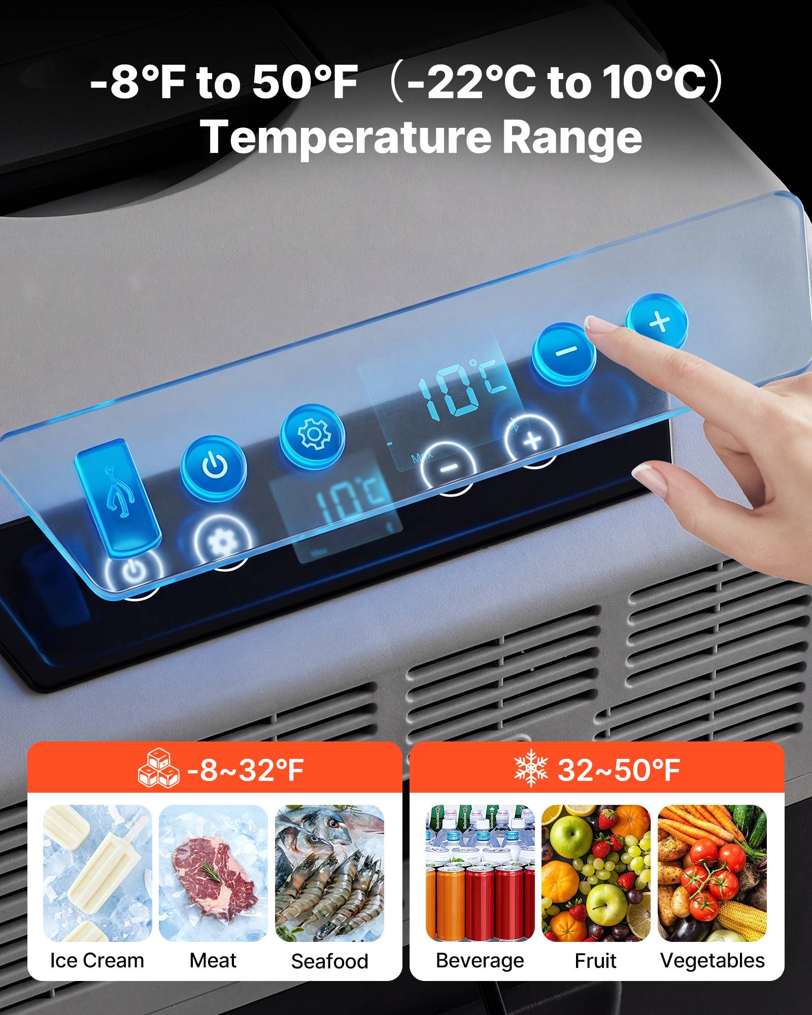 Vevor - VEVOR Glacière électrique 40 L, 12/24 V et 100-240 V, mini frigo à compression -22 à 10 °C, contrôle APP, roulettes et poignée - Image 3
