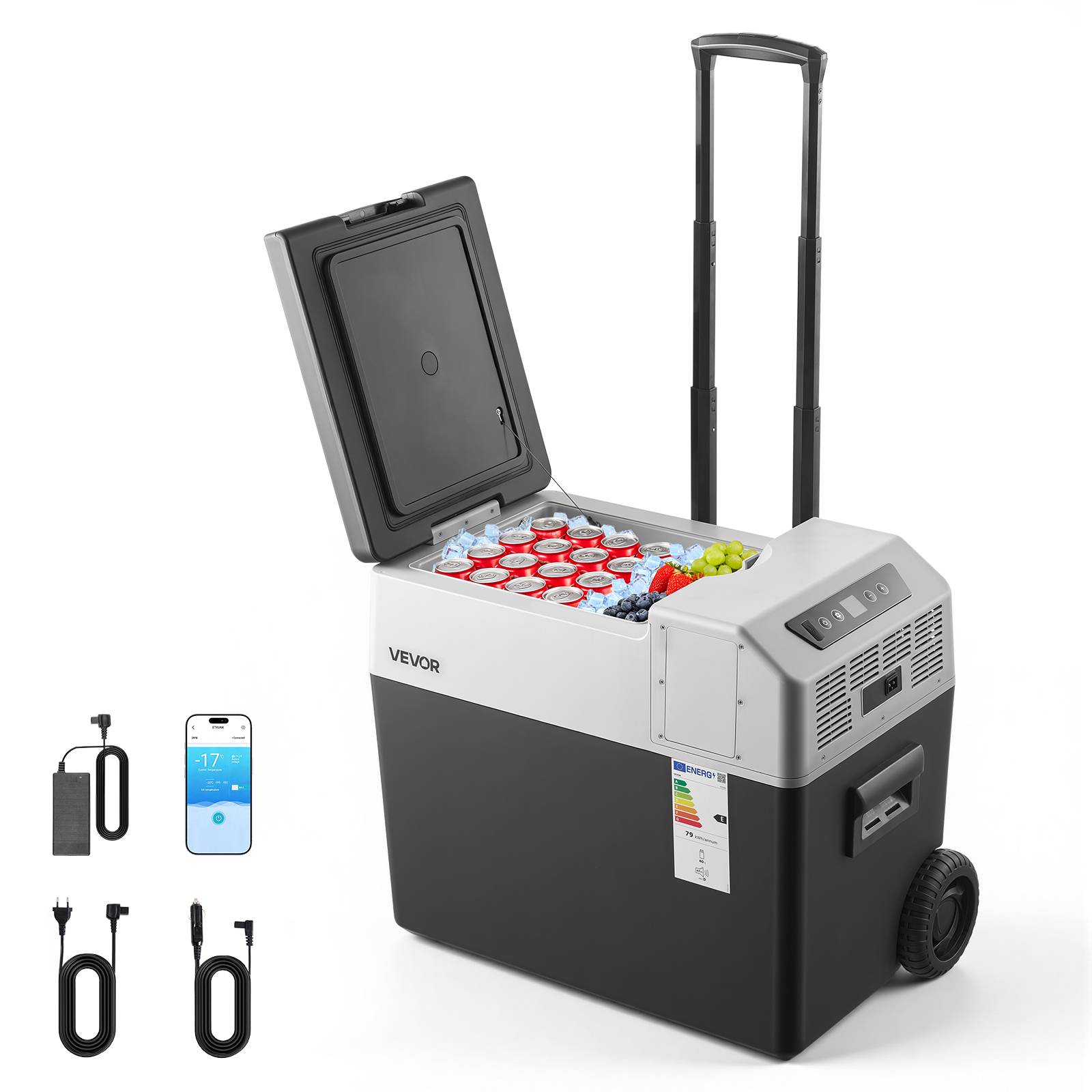 Vevor - VEVOR Glacière électrique 40 L, 12/24 V et 100-240 V, mini frigo à compression -22 à 10 °C, contrôle APP, roulettes et poignée - Image 1