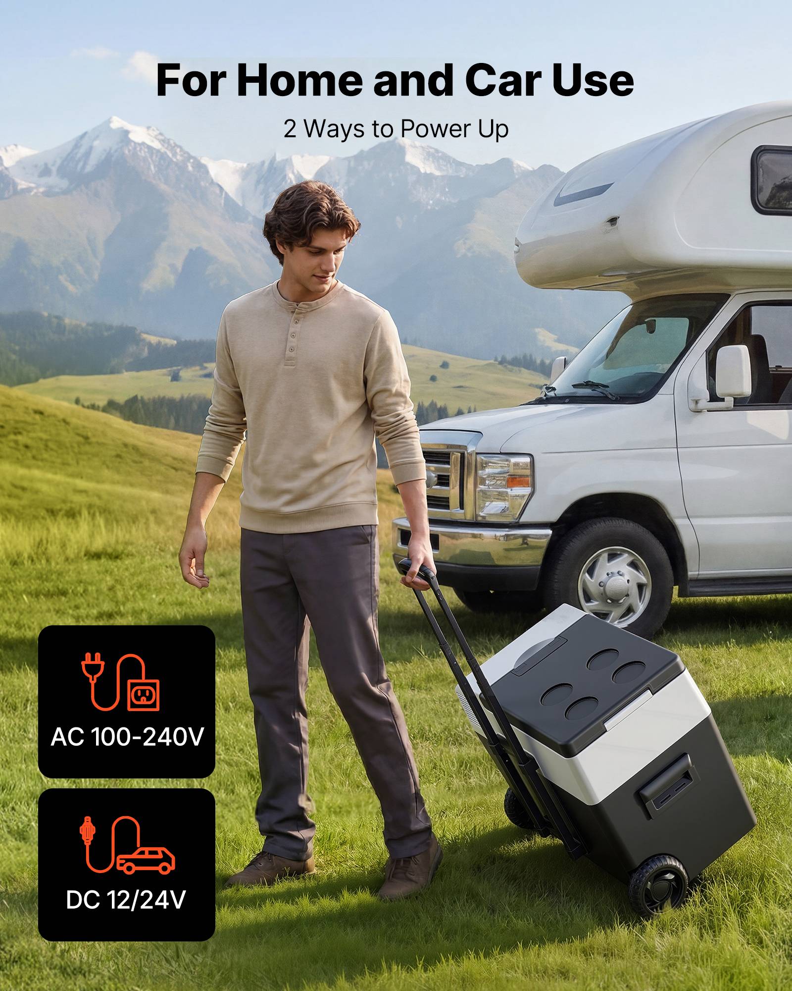Vevor - VEVOR Glacière électrique 40 L, 12/24 V et 100-240 V, mini frigo à compression -22 à 10 °C, contrôle APP, roulettes et poignée - Image 7