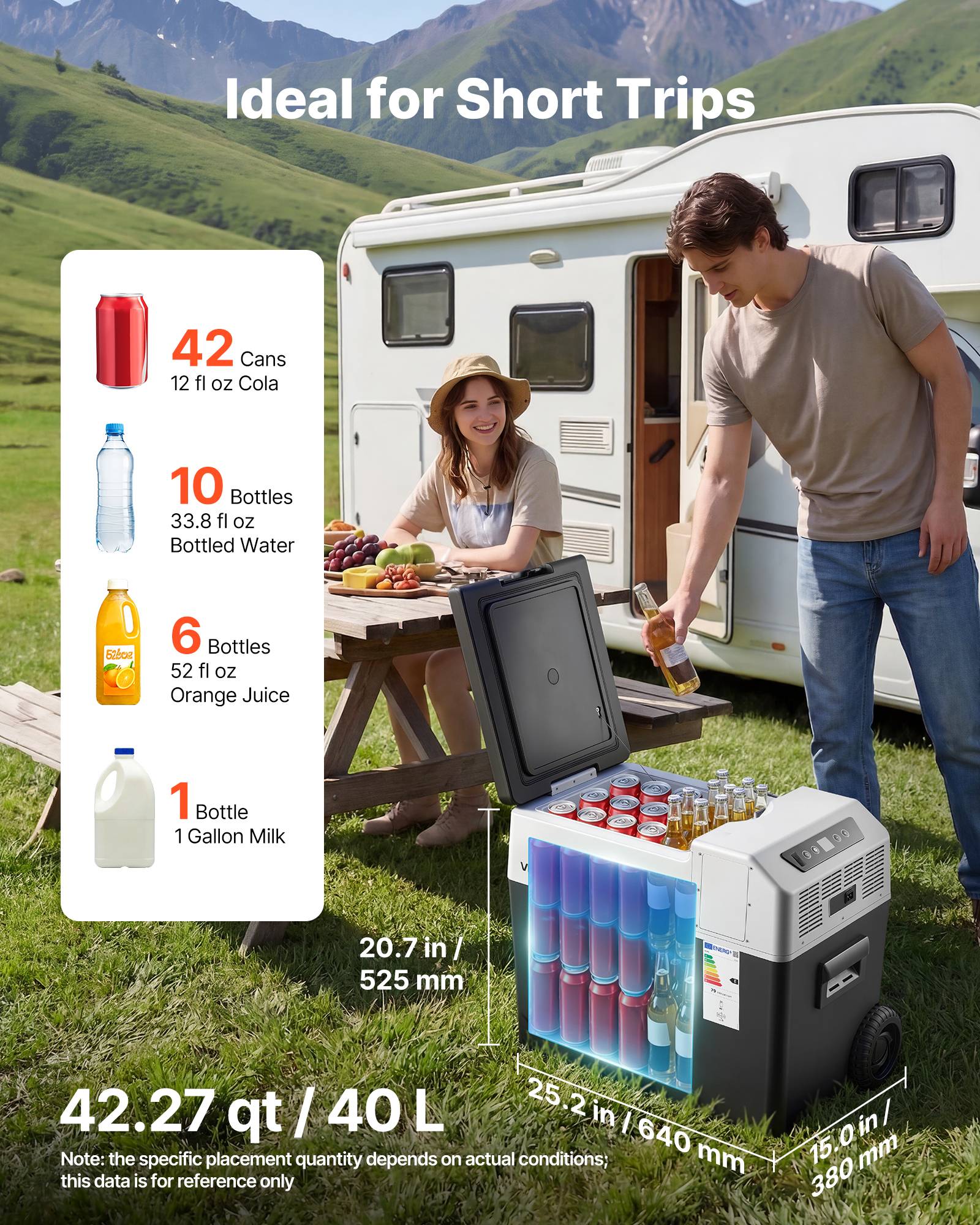Vevor - VEVOR Glacière électrique 40 L, 12/24 V et 100-240 V, mini frigo à compression -22 à 10 °C, contrôle APP, roulettes et poignée - Image 2