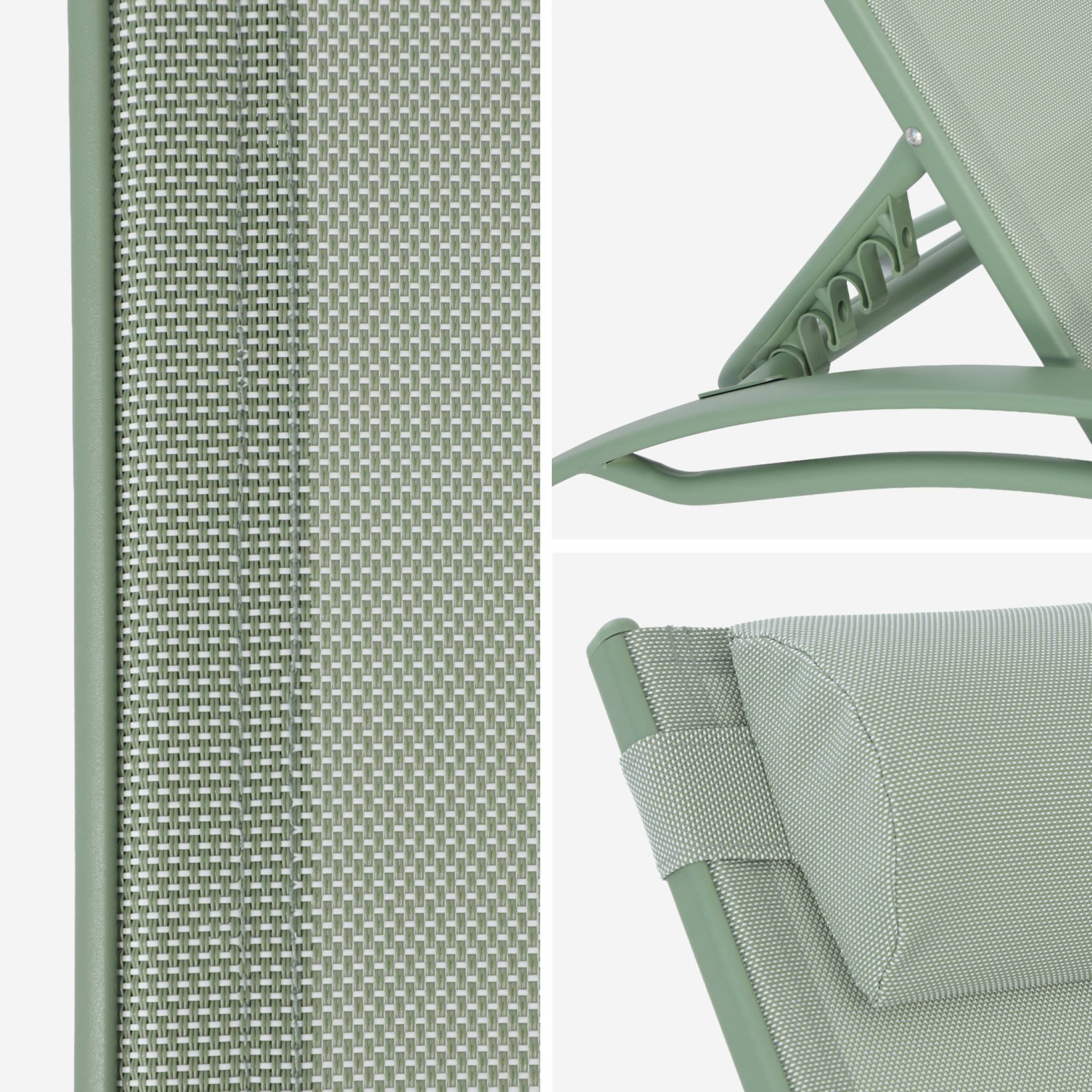 sweeek - Duo de bains de soleil aluminium vert de gris - Transats aluminium et textilène | sweeek - Image 3