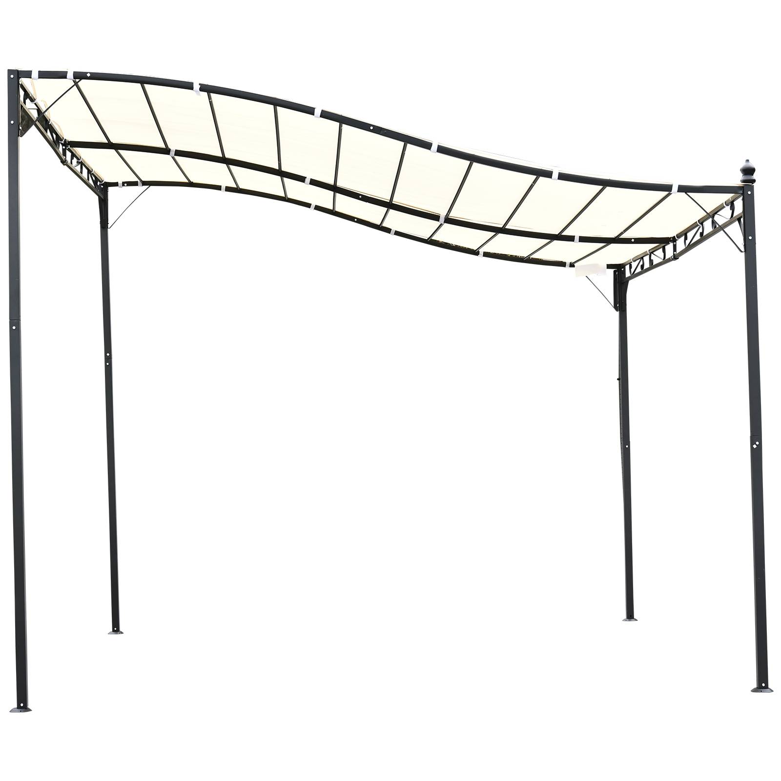 Pergola Adossée Métal Terrasse Protection Solaire Toile 3x3m Crème - ComfortXL Outdoor Living - Image 8