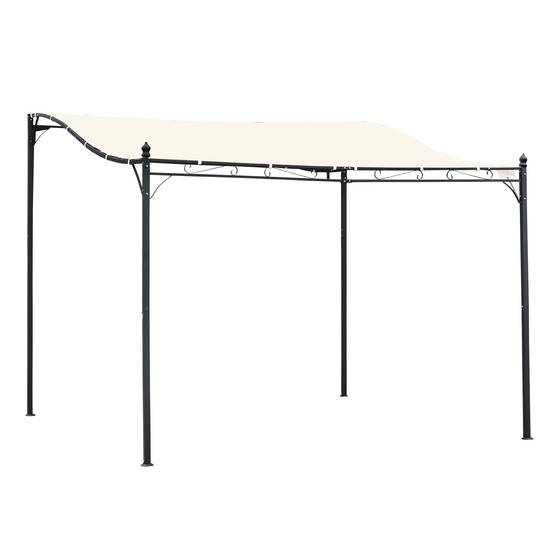 Pergola Adossée Métal Terrasse Protection Solaire Toile 3x3m Crème - ComfortXL Outdoor Living - Image 1