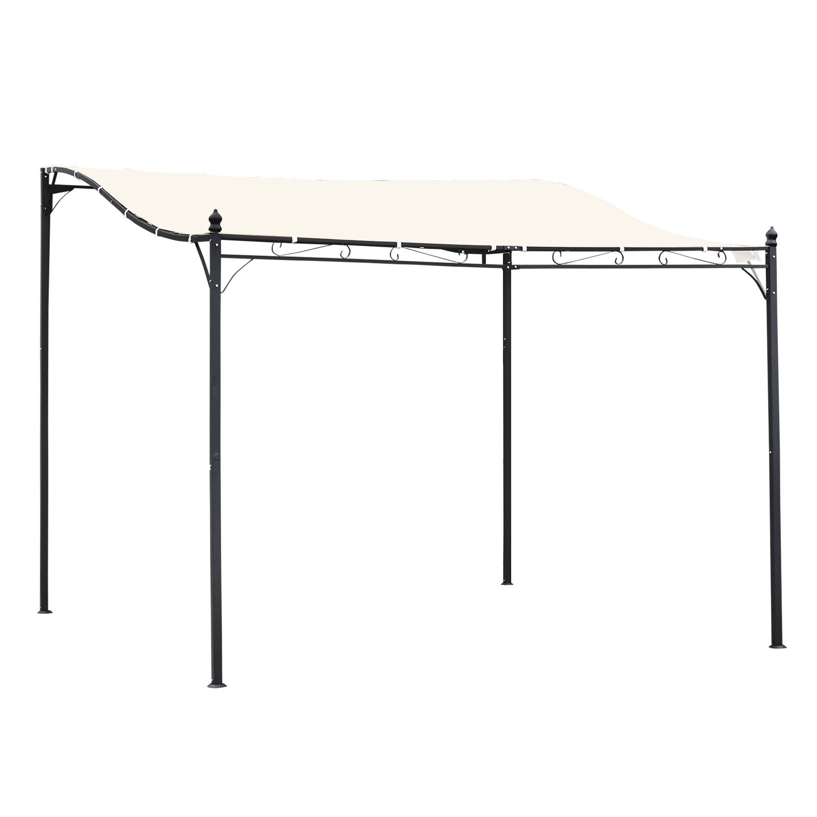 Pergola Adossée Métal Terrasse Protection Solaire Toile 3x3m Crème - ComfortXL Outdoor Living - Image 1