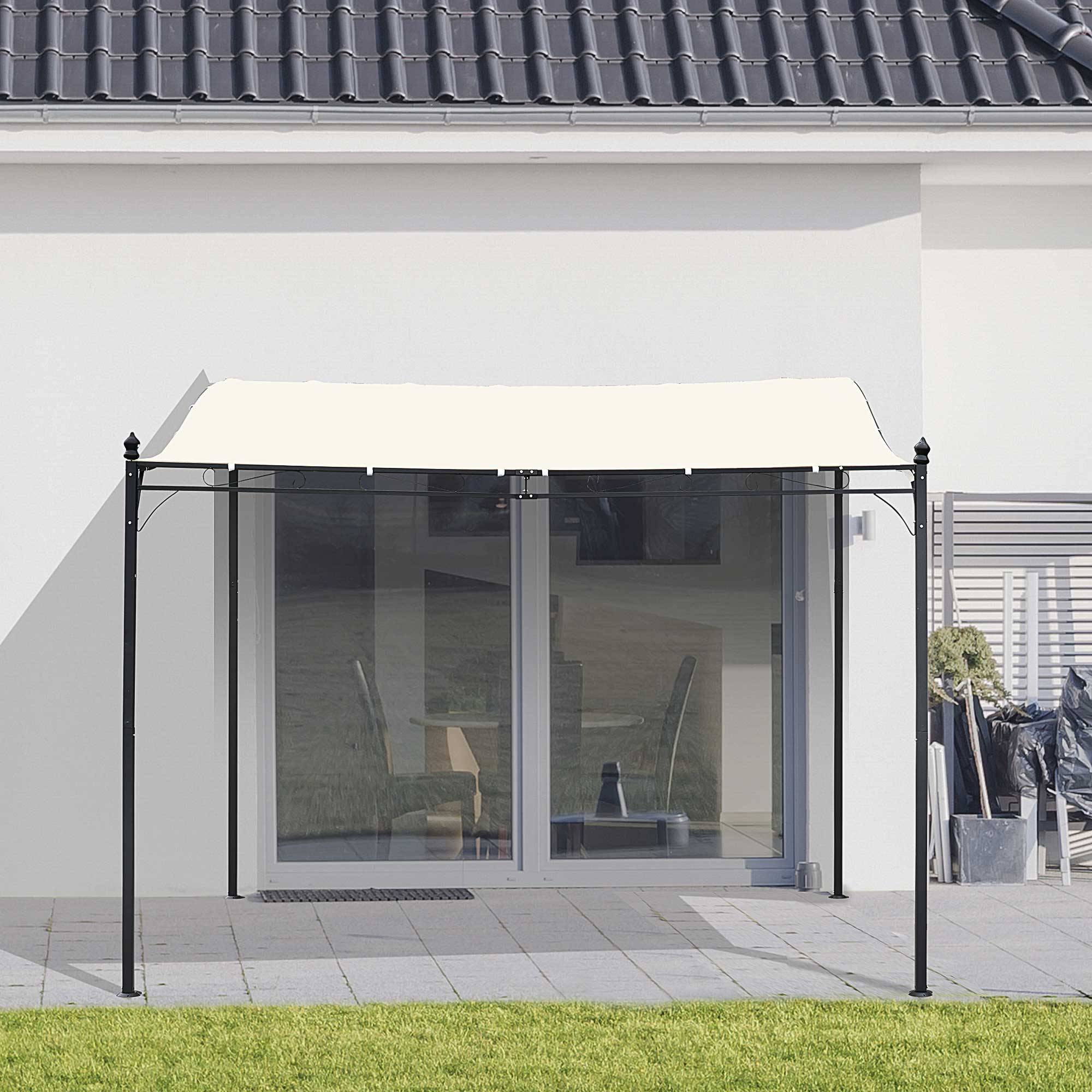 Pergola Adossée Métal Terrasse Protection Solaire Toile 3x3m Crème - ComfortXL Outdoor Living - Image 3