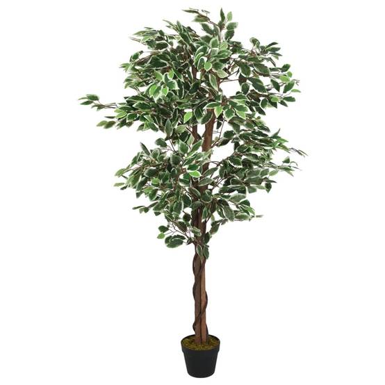 Ficus Artificiel Haut de Gamme Tronc en Bois et Feuillage Textile Touffu pour Bureau ou Entrée 200 cm Vert – ComfortXL Outdoor Living - Image 1