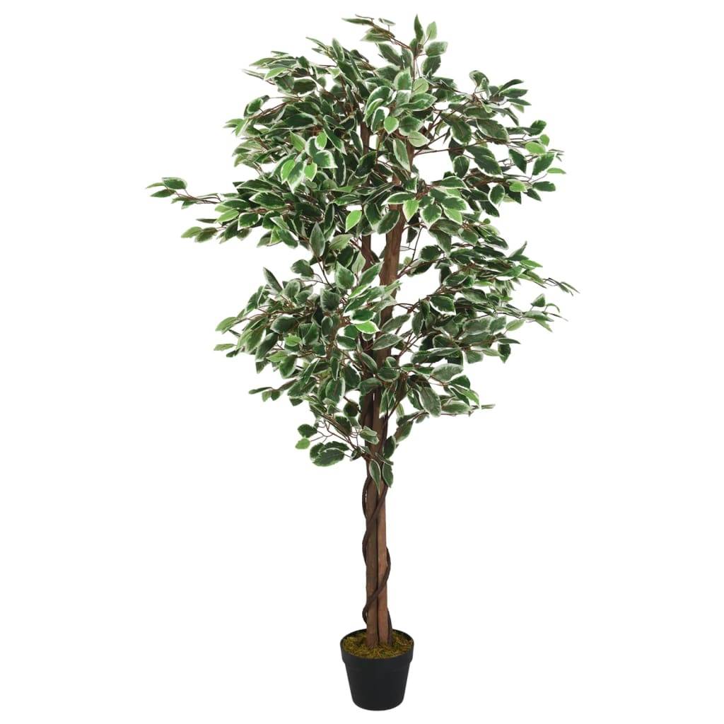 Ficus Artificiel Haut de Gamme Tronc en Bois et Feuillage Textile Touffu pour Bureau ou Entrée 200 cm Vert – ComfortXL Outdoor Living - Image 1