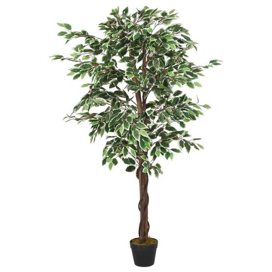 Ficus Artificiel Haut de Gamme Tronc en Bois et Feuillage Textile Touffu pour Bureau ou Entrée 200 cm Vert – ComfortXL Outdoor Living - Image 2