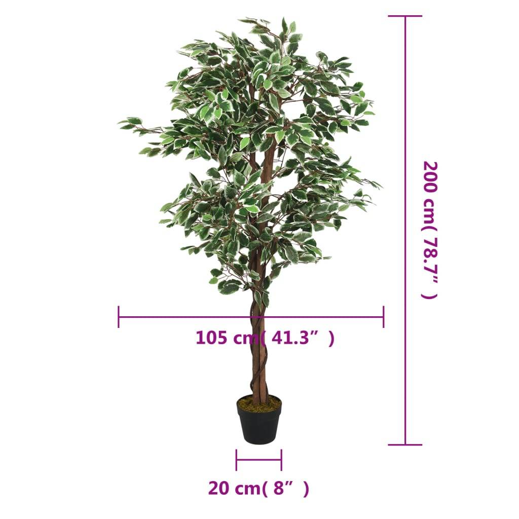 Ficus Artificiel Haut de Gamme Tronc en Bois et Feuillage Textile Touffu pour Bureau ou Entrée 200 cm Vert – ComfortXL Outdoor Living - Image 5