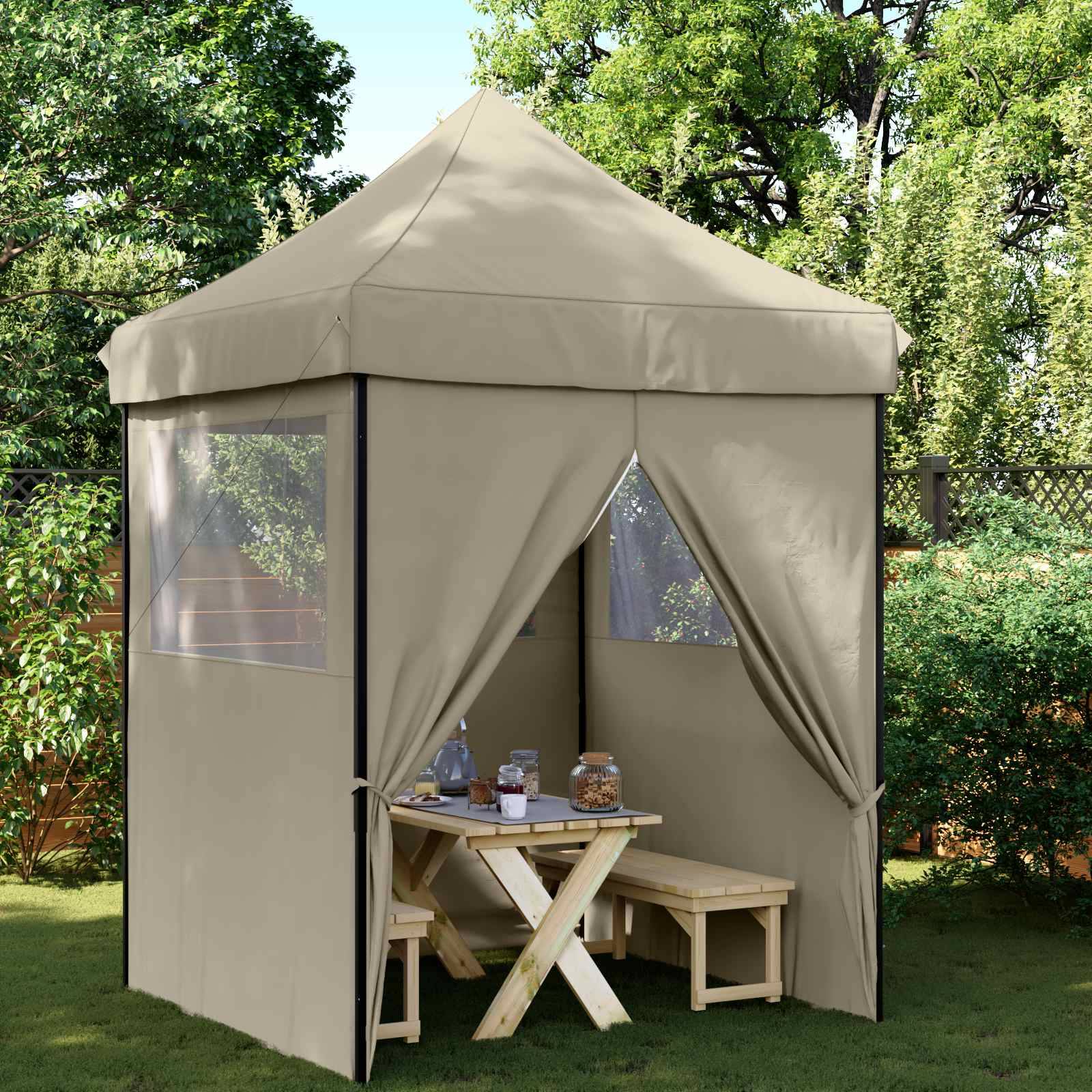 ComfortXL - Tente de réception pliante tissu oxford jardin événement réglable 2x2m taupe - ComfortXL Outdoor Living