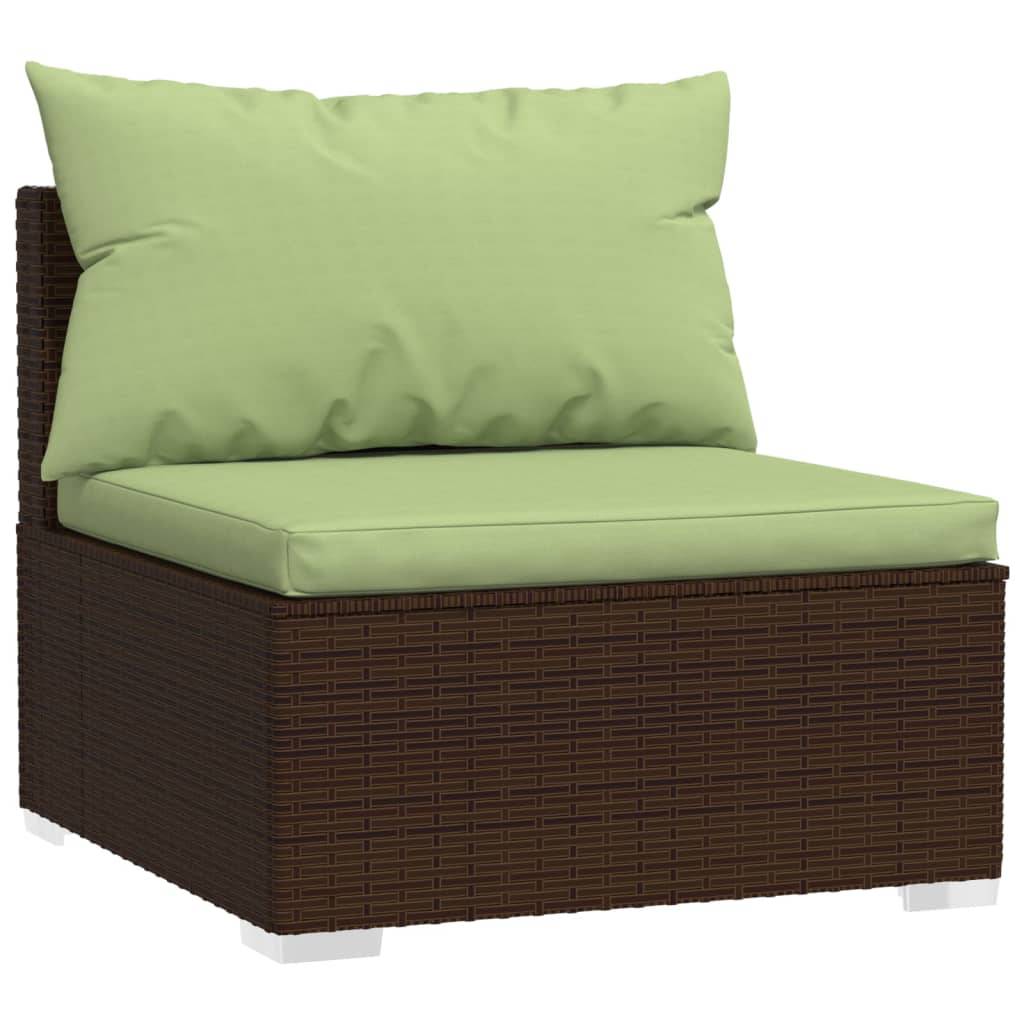 Helloshop26 - Salon de jardin meuble d'extérieur ensemble de mobilier 9 pièces avec coussins résine tressée marron - Imagen 2