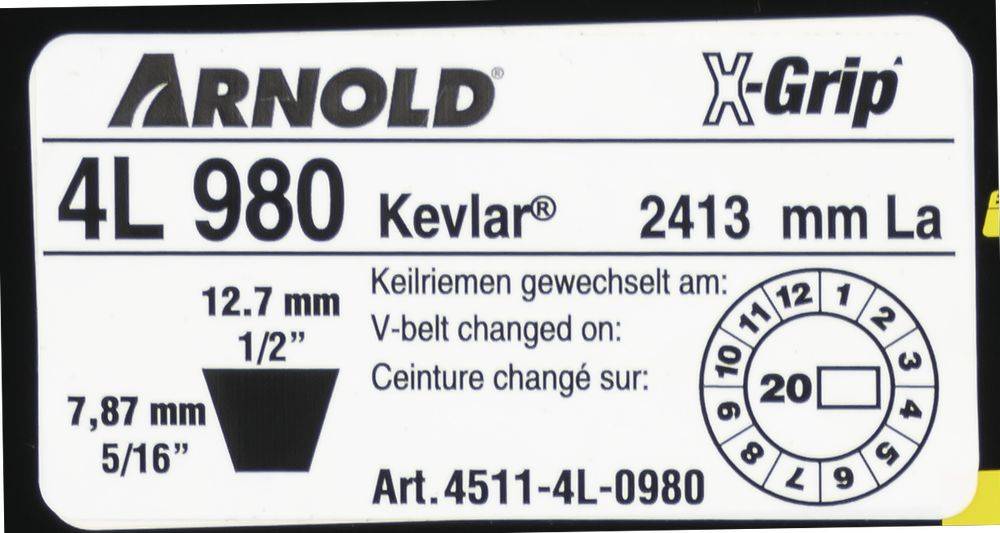 Arnold - Courroie trapézoïdale X-Grip V de type 4L980 Arnold - Imagen 2