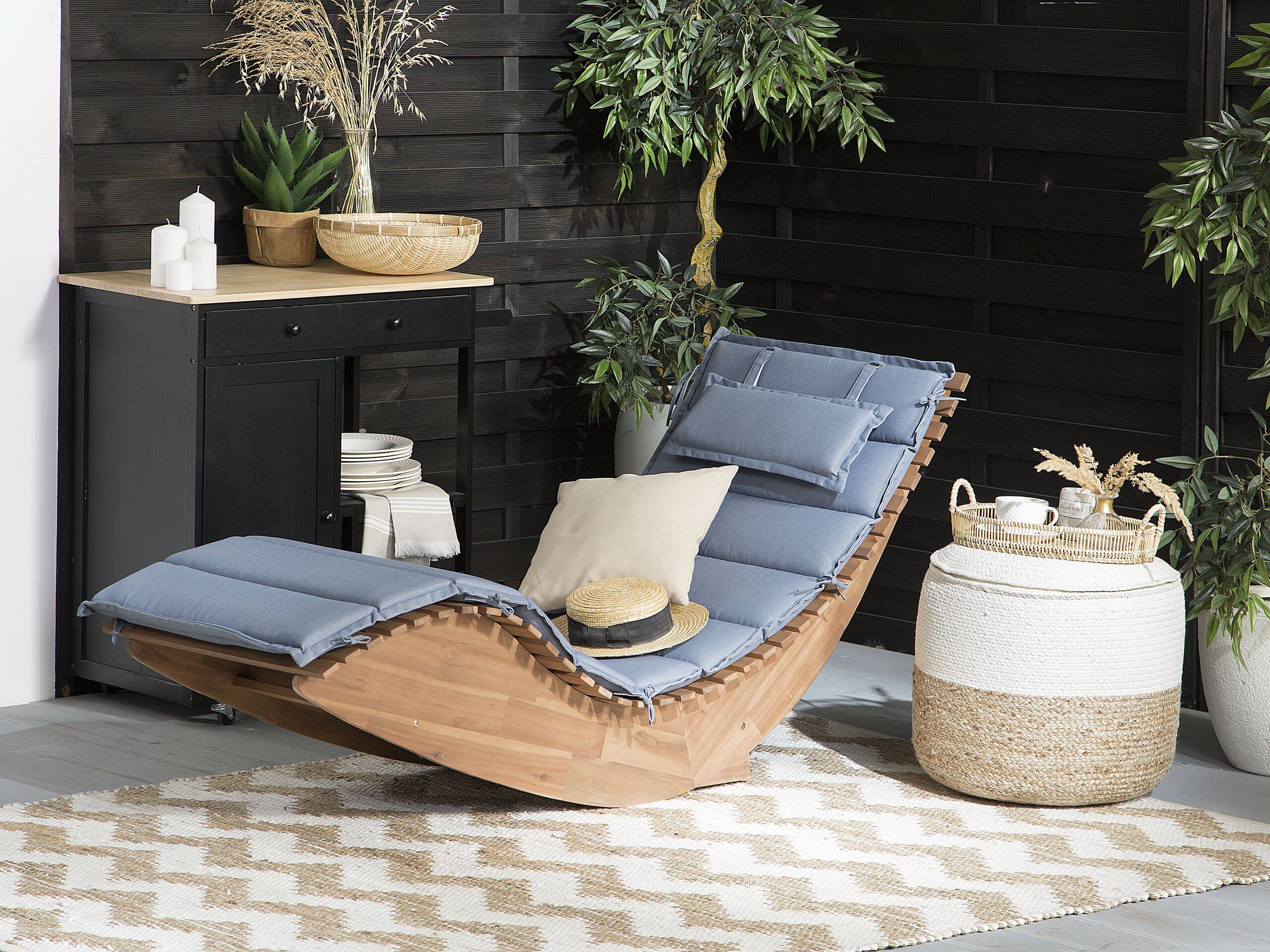 Beliani - Coussin pour chaise longue Brescia 60 x 180 cm en Tissu Imperméabe Bleu Beliani - Imagen 2