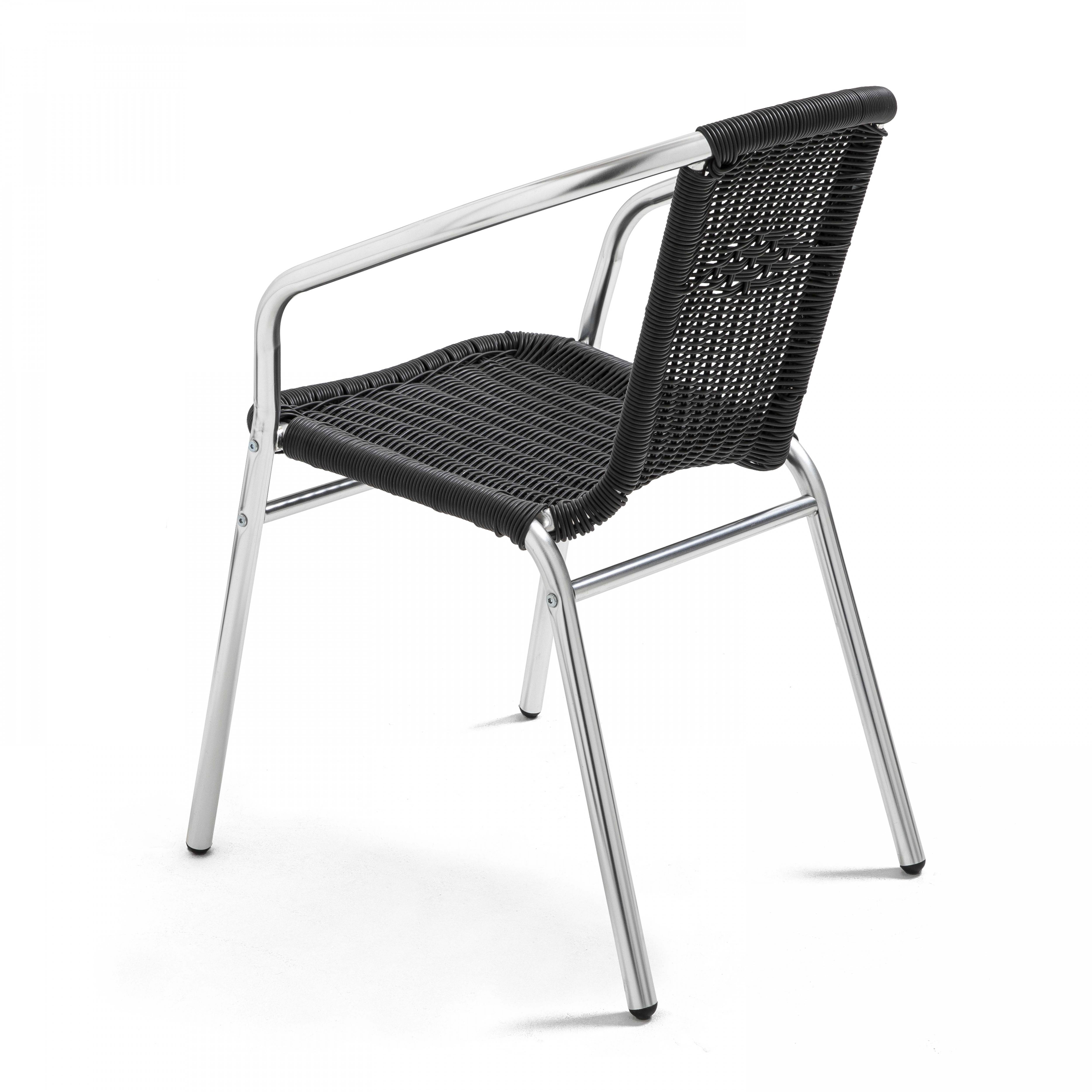 Oviala - Table et 4 fauteuils de jardin en aluminium noir Brixton - Oviala - Imagen 3