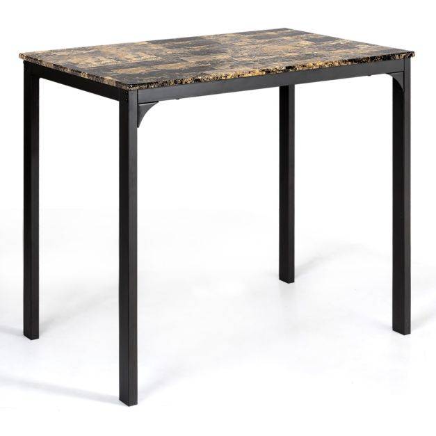 Helloshop26 - Table haute cuisine avec 2 tabourets table bar cuisine cadre en métal mange-debout industriel pour bistro salle à manger cuisine café - Imagen 2