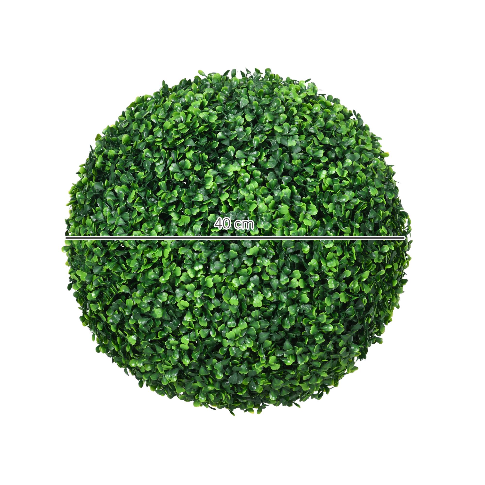 Lot 2 Boules Buis Artificiel Plastique Intérieur Extérieur 40cm Vert - ComfortXL Outdoor Living - Image 5
