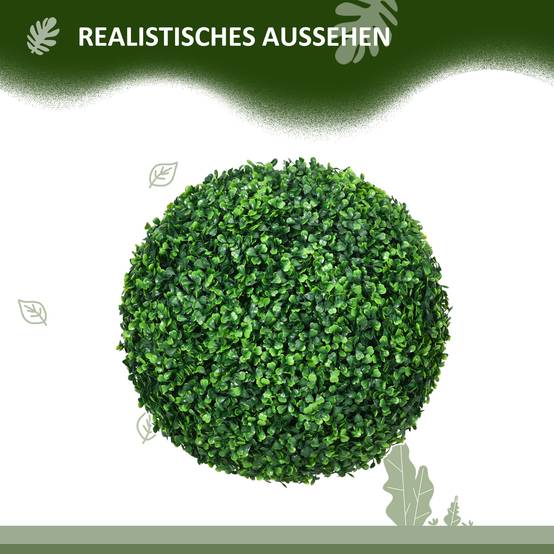 Lot 2 Boules Buis Artificiel Plastique Intérieur Extérieur 40cm Vert - ComfortXL Outdoor Living - Image 6