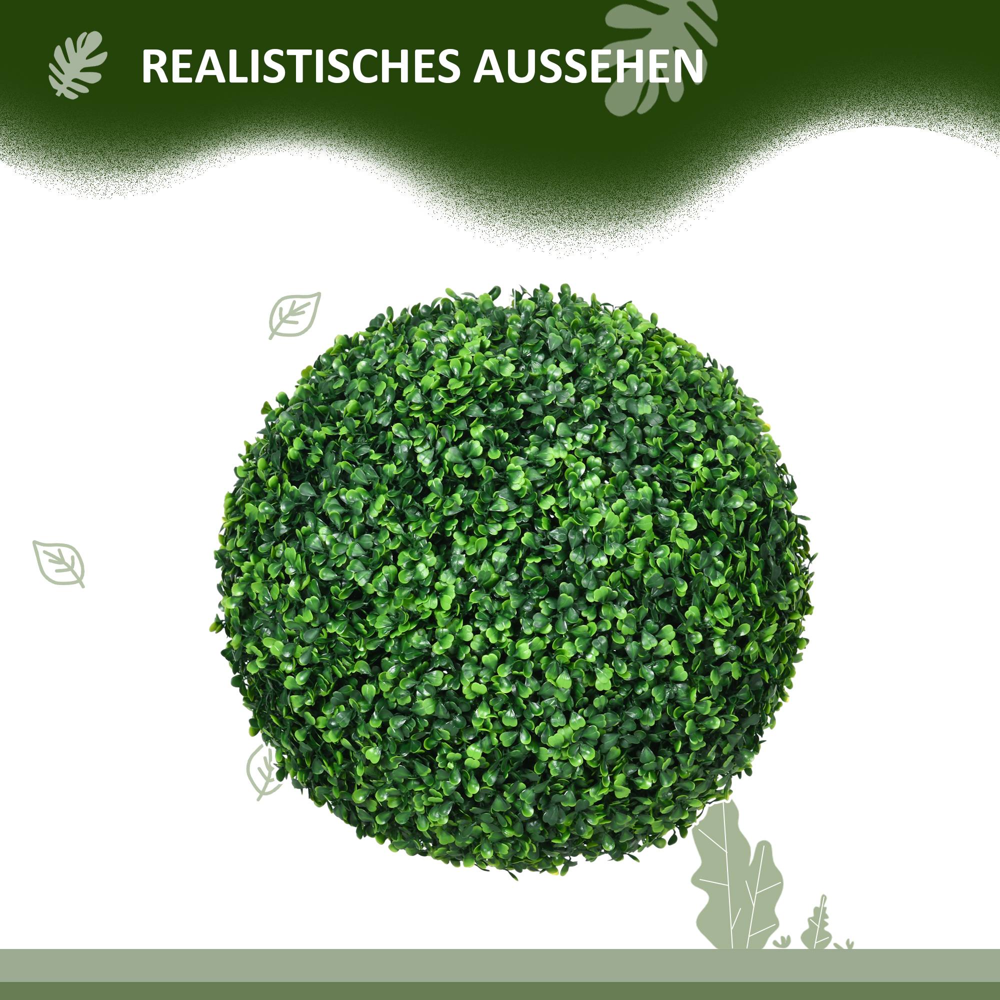 Lot 2 Boules Buis Artificiel Plastique Intérieur Extérieur 40cm Vert - ComfortXL Outdoor Living - Image 6