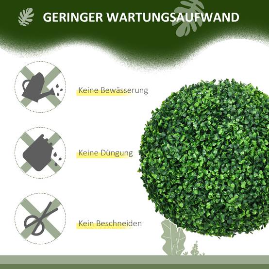 Lot 2 Boules Buis Artificiel Plastique Intérieur Extérieur 40cm Vert - ComfortXL Outdoor Living - Image 8
