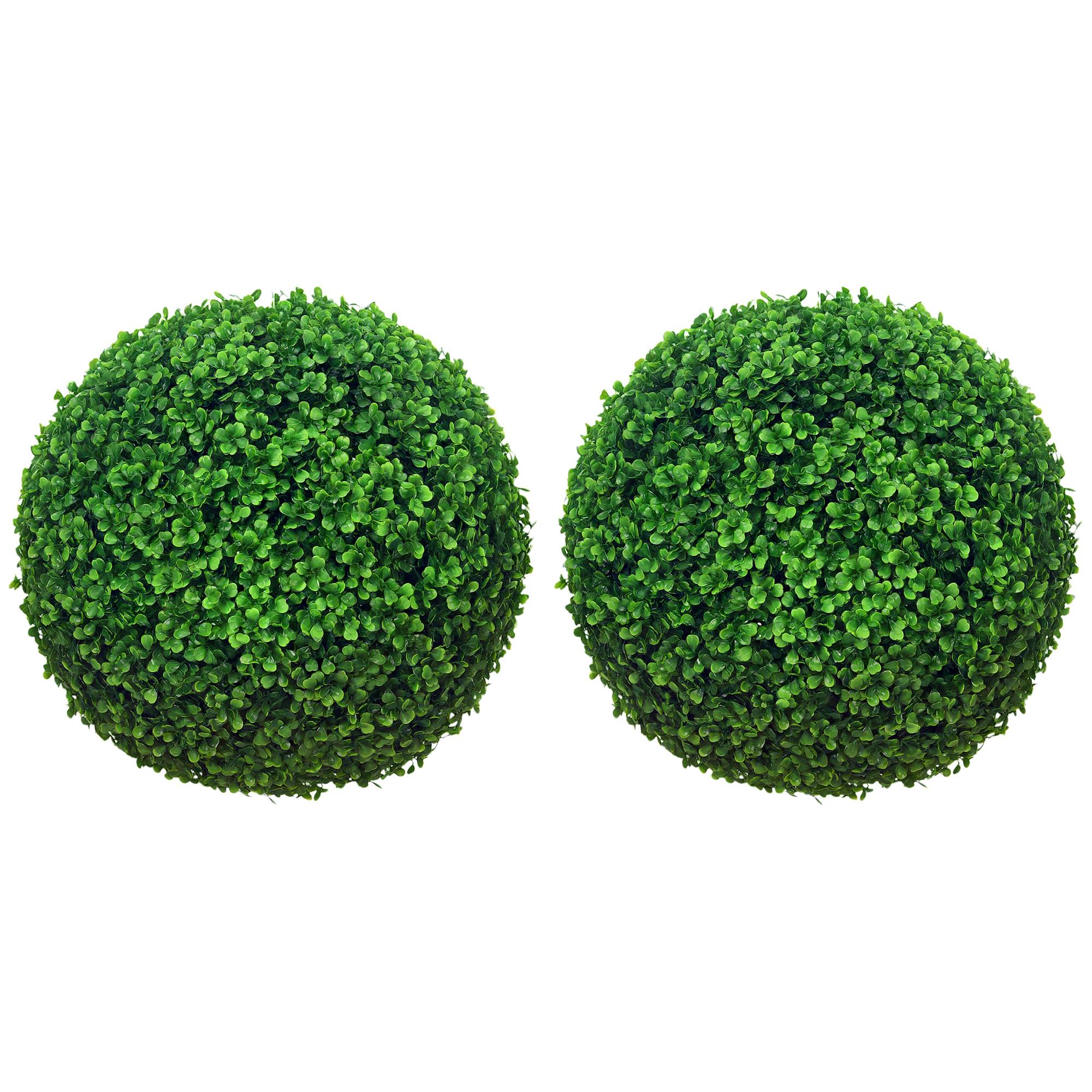 Lot 2 Boules Buis Artificiel Plastique Intérieur Extérieur 40cm Vert - ComfortXL Outdoor Living - Image 1