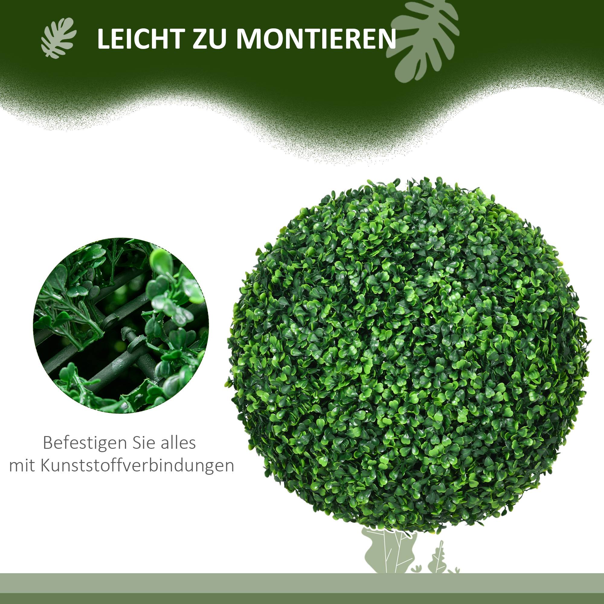 Lot 2 Boules Buis Artificiel Plastique Intérieur Extérieur 40cm Vert - ComfortXL Outdoor Living - Image 7