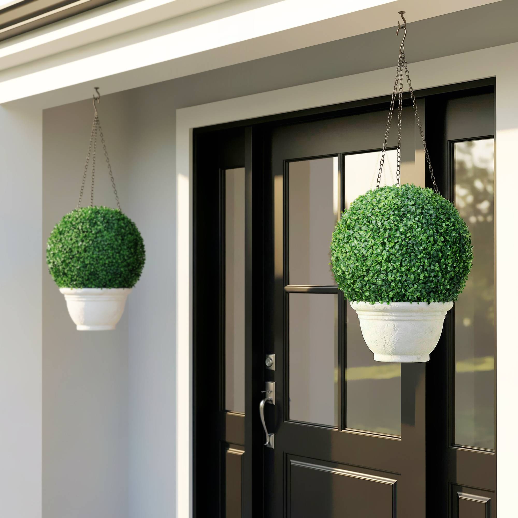 Lot 2 Boules Buis Artificiel Plastique Intérieur Extérieur 40cm Vert - ComfortXL Outdoor Living - Image 10