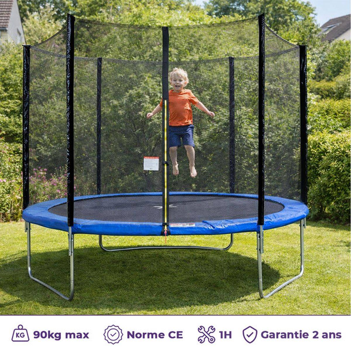 Kangui - Trampoline d’extérieur rond 300 cm avec filet de sécurité, échelle et housse - KANGUI - Image 4