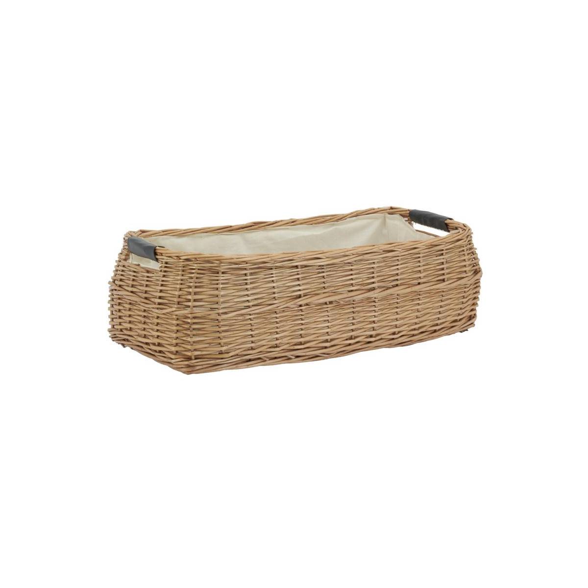Aubry Gaspard - Corbeille rectangulaire en osier buff et coton - Image 1