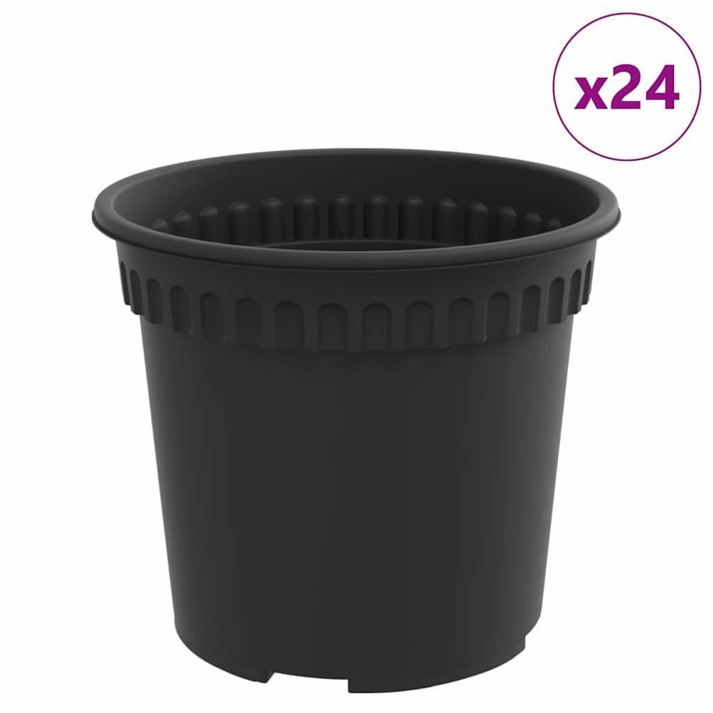 Pot à fleurs rond 24 pcs | Bac à fleurs Noir Ø 15 x 12 cm Plastique - Image 1