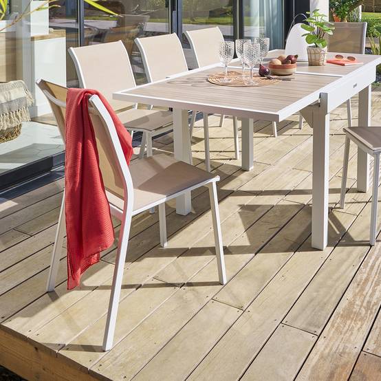 Hesperide - Chaise de jardin empilable "Essentia" lin & blanc en aluminium traité époxy Hespéride - Image 1