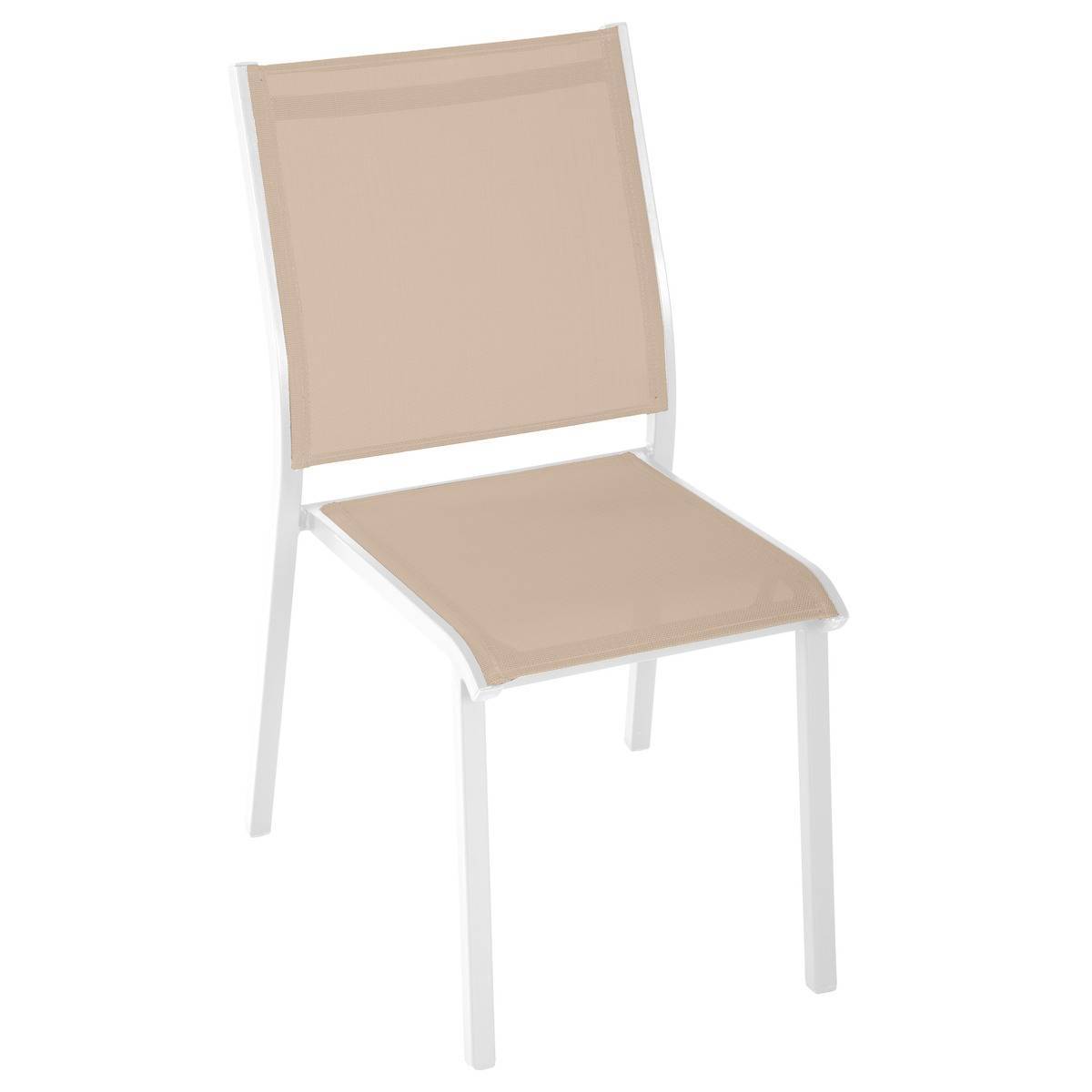 Hesperide - Chaise de jardin empilable "Essentia" lin & blanc en aluminium traité époxy Hespéride - Image 2