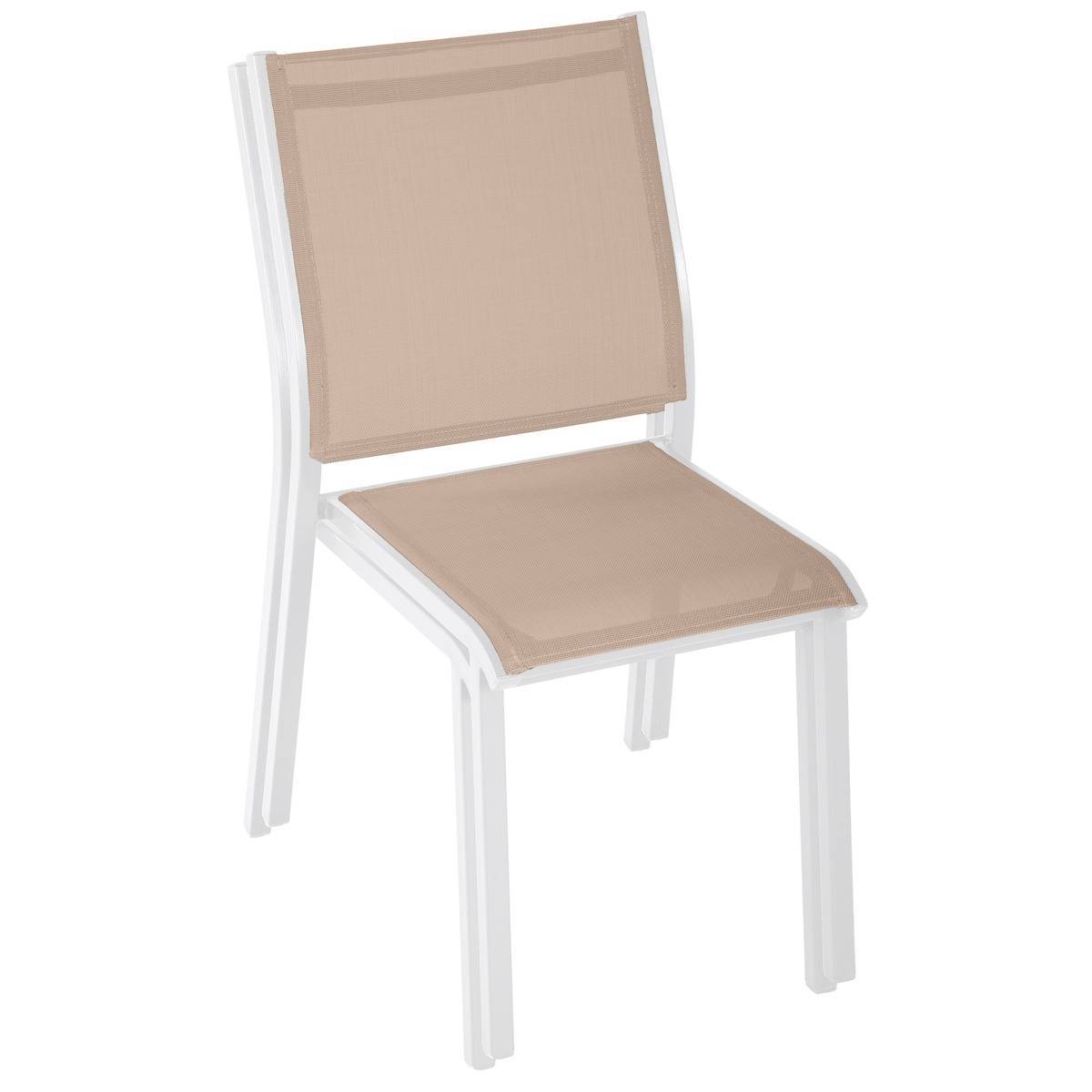 Hesperide - Chaise de jardin empilable "Essentia" lin & blanc en aluminium traité époxy Hespéride - Image 3
