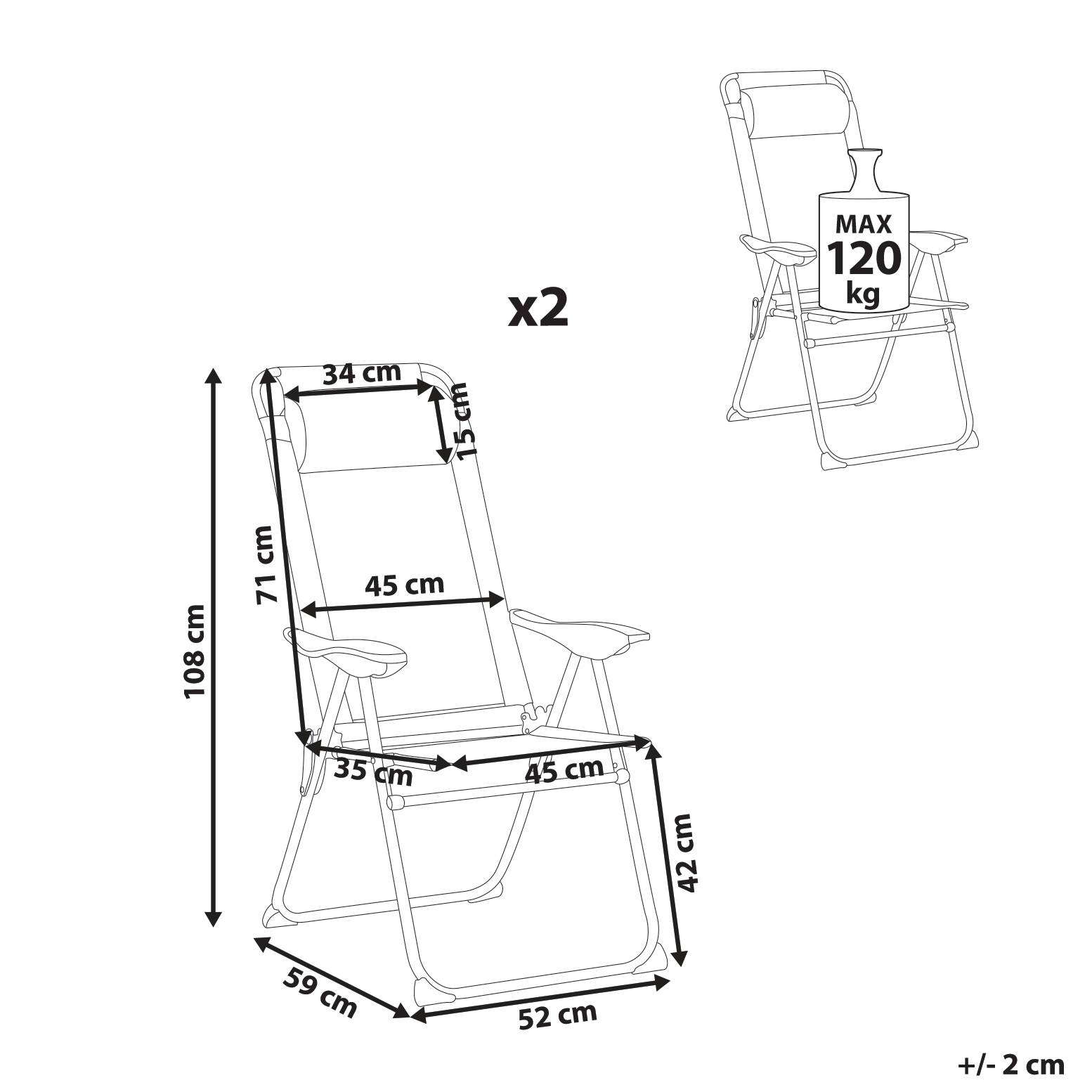 Chaise de jardin Aluminium Beige ASINE - Beliani - Image 2