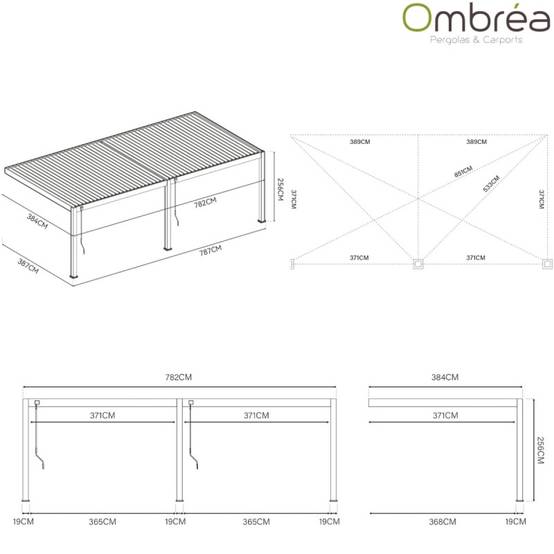 Ombrea - Pergola Bioclimatique Ombréa adossée collection VS 4x8M - V2 - Anthracite/Blanc - Image 2