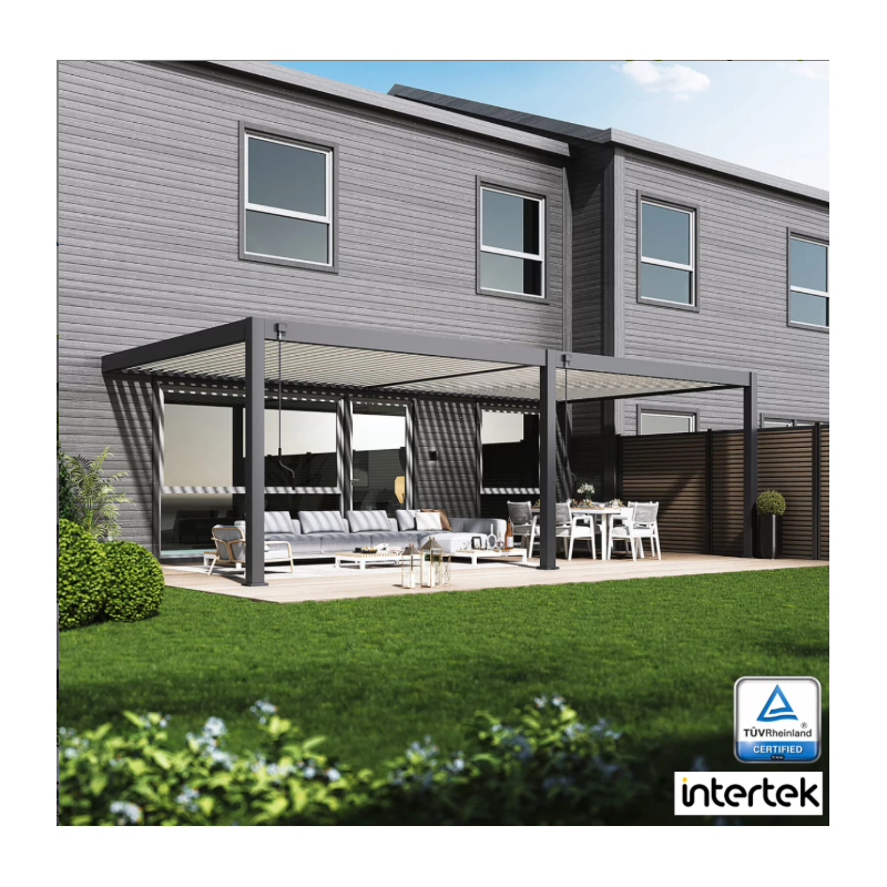 Ombrea - Pergola Bioclimatique Ombréa adossée collection VS 4x8M - V2 - Anthracite/Blanc - Image 1