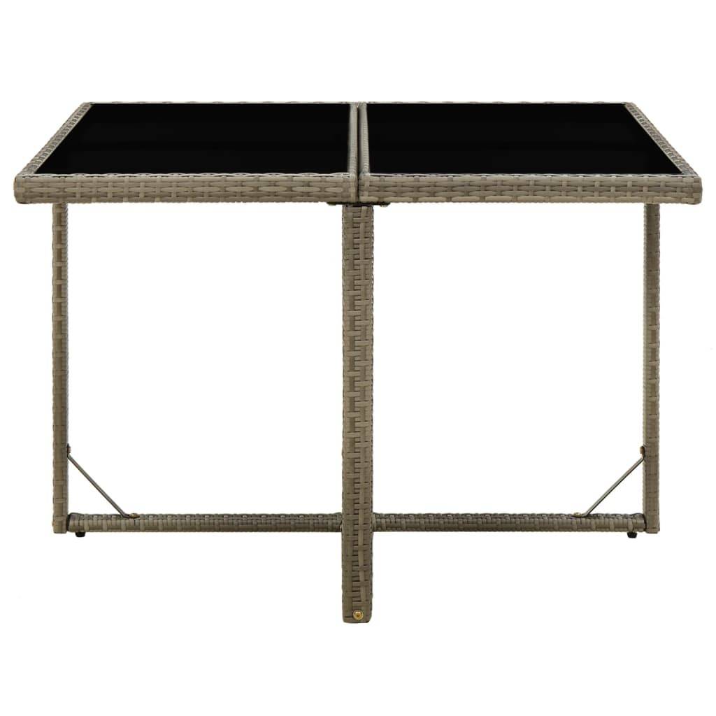 PANGIVO - Table de jardin résine tressée verre gris 109 x 107 x 74 cm - PANGIVO - Image 2