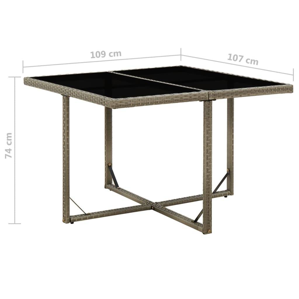 PANGIVO - Table de jardin résine tressée verre gris 109 x 107 x 74 cm - PANGIVO - Image 5
