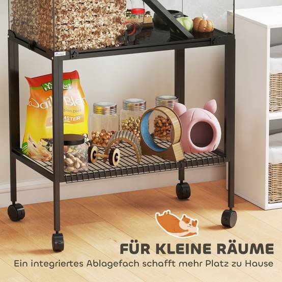 Cage pour hamster à 3 niveaux, avec roue, maison, rampes, plateforme, 77 x 49 x 130.5 cm, Noir - PANGIVO - Image 7