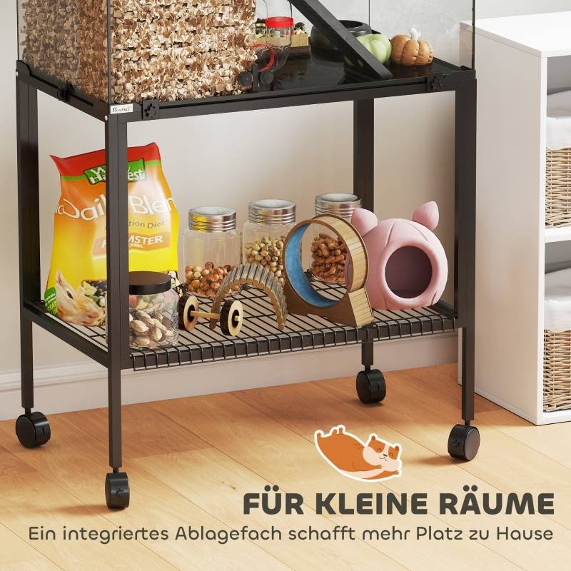 Cage pour hamster à 3 niveaux, avec roue, maison, rampes, plateforme, 77 x 49 x 130.5 cm, Noir - PANGIVO - Image 7