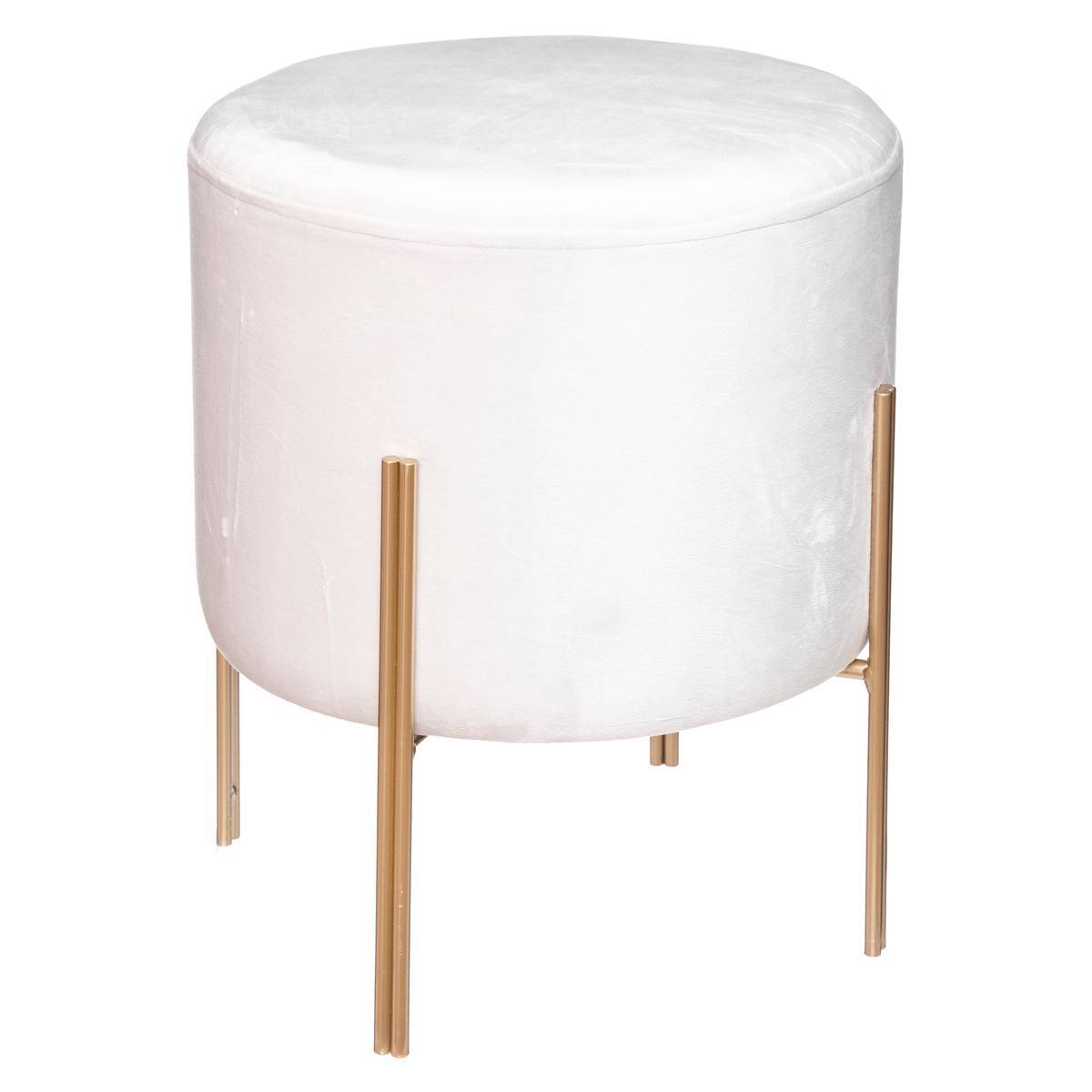 Atmosphera - Tabouret "Living" velours blanc ivoire - Atmosphera Créateur d'intérieur - Image 1
